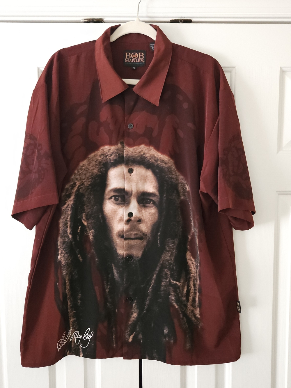 Dragonfly Bob Marley Mens Xl Button-Up Shirt Short Sleeve
